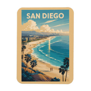 San Diego California Skyline Travel Art Vintage Magnet