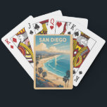 San Diego California Skyline Travel Art Vintage Poker Cards<br><div class="desc">San Diego retro vector travel design. San Diego,  a laid-back coastal city in Southern California,  is known for its beautiful beaches,  world-class zoo,  and year-round perfect weather.</div>