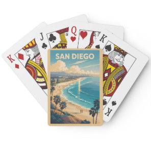 San Diego California Skyline Travel Art Vintage Poker Cards