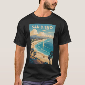 San Diego California Skyline Travel Art Vintage T-Shirt