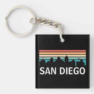San Diego California Skyline Vintage Travel Keychain