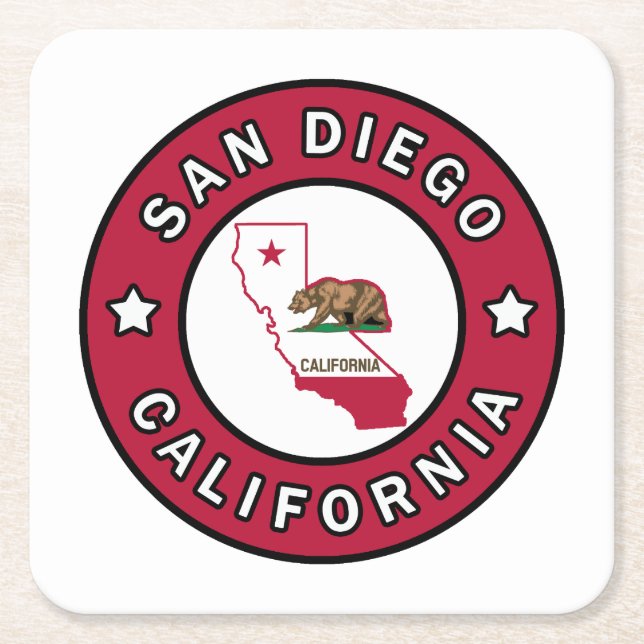 San Diego California Square Paper Coaster (Front)