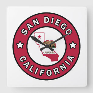 San Diego California Square Wall Clock