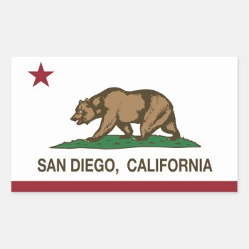 San Diego California State Flag Rectangular Sticker by LgTshirts at Zazzle