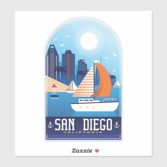 San Diego California Sticker (Sheet)