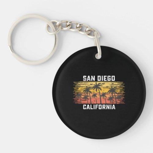 San Diego California Summer Retro VIntage Vacation Keychain