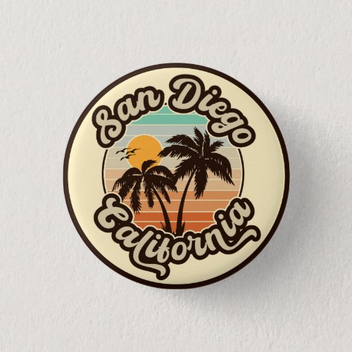 San Diego California Sunset Palm Trees Souvenirs Button