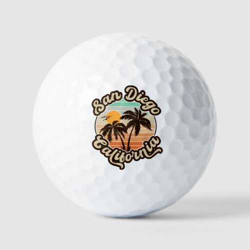 San Diego California Sunset Palm Trees Souvenirs Golf Balls