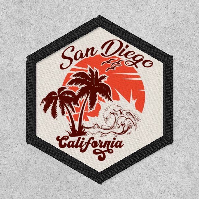 San Diego California Sunset Palm Trees Souvenirs Patch (Front)