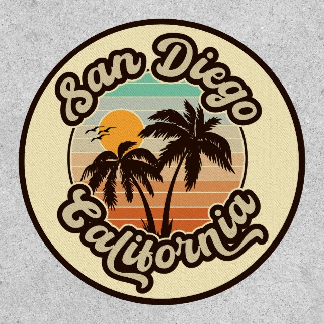 San Diego California Sunset Palm Trees Souvenirs Patch (Front)