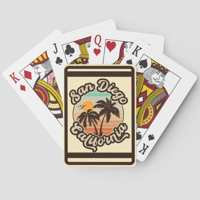 San Diego California Sunset Palm Trees Souvenirs Poker Cards (Back)