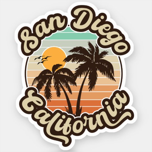 San Diego California Sunset Palm Trees Souvenirs Sticker
