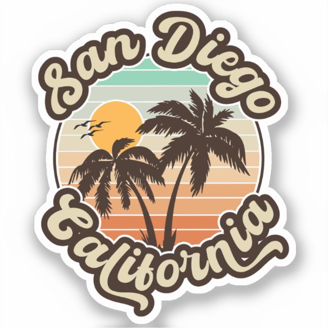 San Diego California Sunset Palm Trees Souvenirs Sticker (Front)