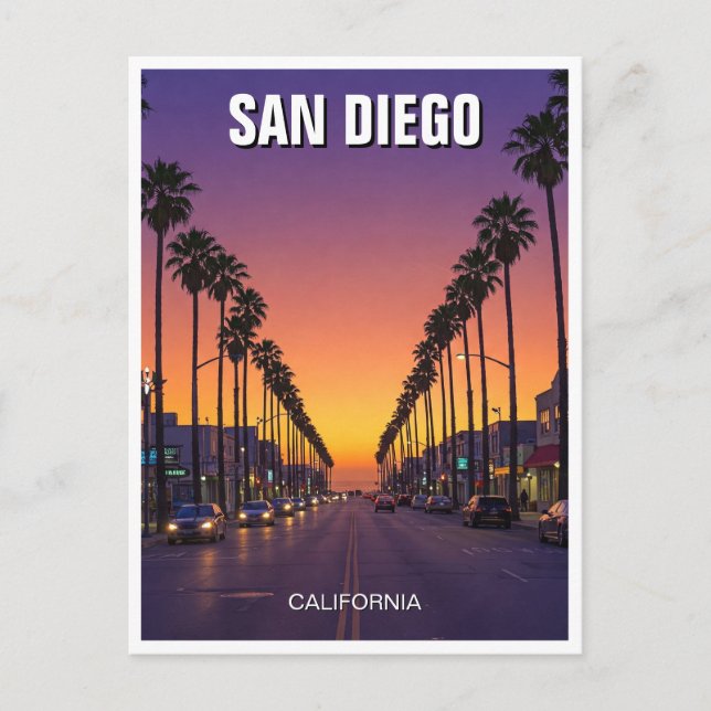 San Diego California Sunset Postcard (Front)