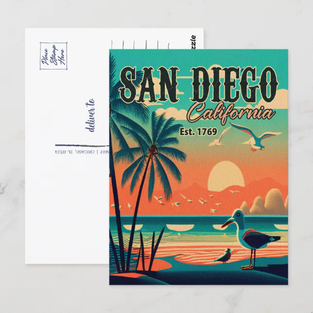 San Diego California Sunset Souvenirs 1950s Postcard | Zazzle