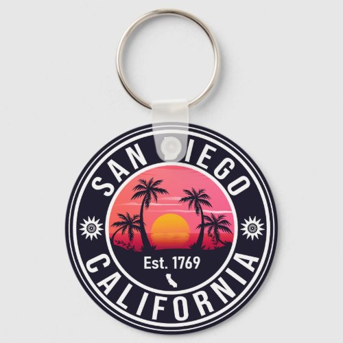 San Diego California Sunset Vacation Souvenirs 60s Keychain