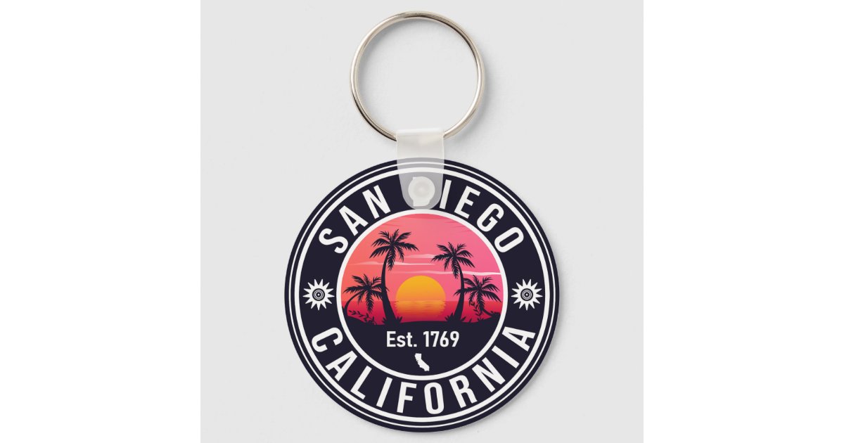 San Diego California Sunset Vacation Souvenirs 60s Keychain | Zazzle