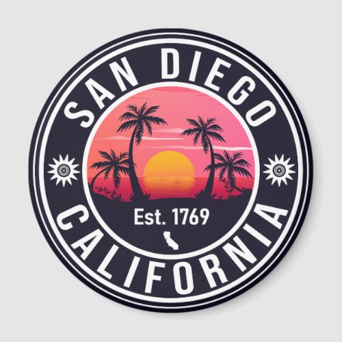 San Diego California Sunset Vacation Souvenirs 60s Magnet