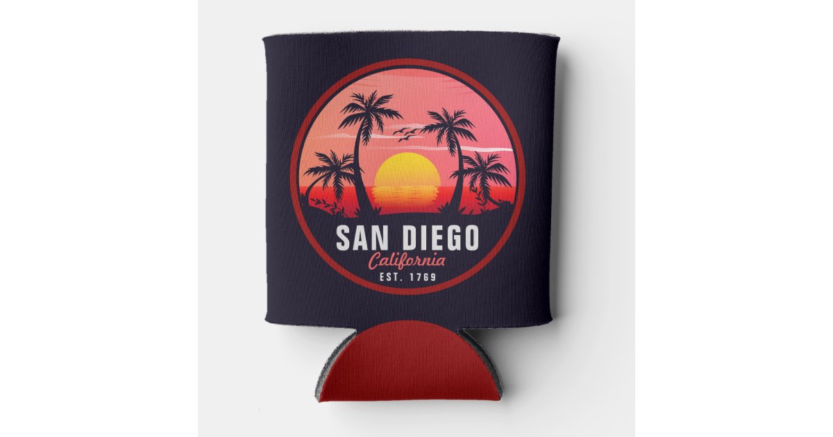 San Diego California Sunset Vacation Souvenirs 80s Can Cooler | Zazzle