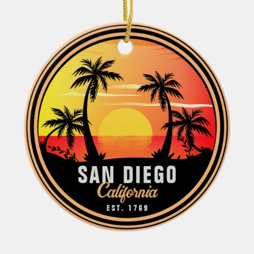 San Diego California Sunset Vacation Souvenirs 80s Ceramic Ornament