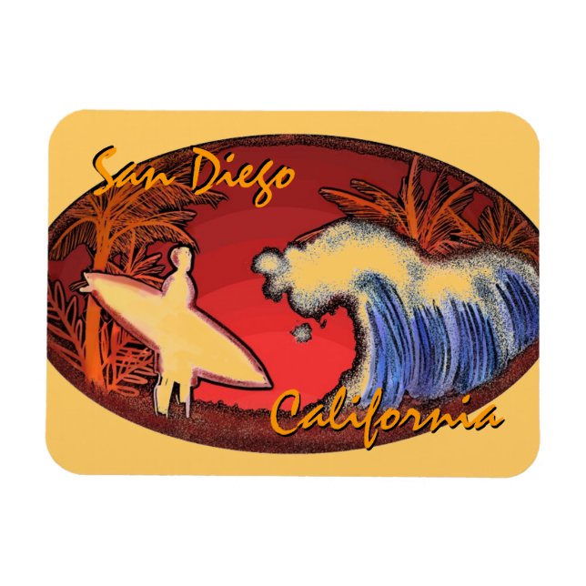 San Diego California surfer art rectangle magnet (Horizontal)