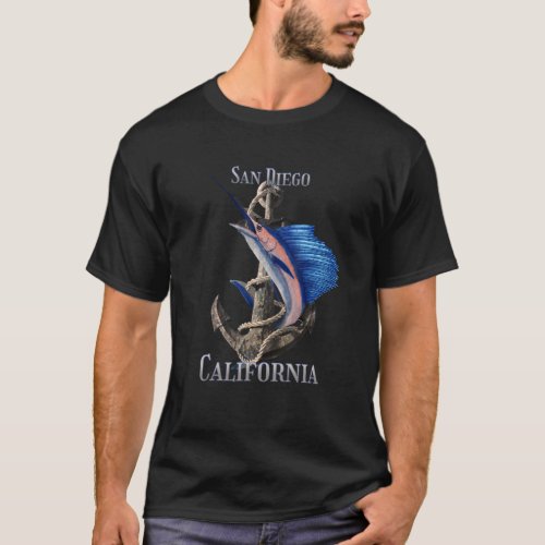 San Diego California Swordfish Marlin Ocean Fishin T_Shirt
