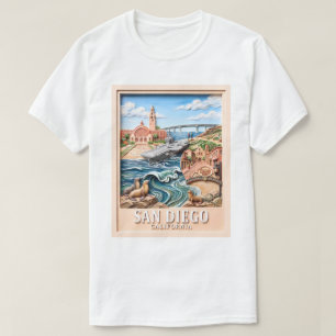 San Diego California Travel 3D Textured Landmarks T-Shirt