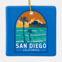 San Diego California Travel Art Vintage Ceramic Ornament