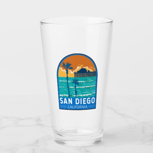 San Diego California Travel Art Vintage Glass