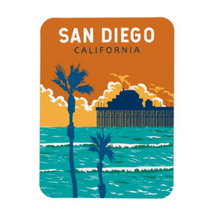 San Diego California Travel Art Vintage Magnet