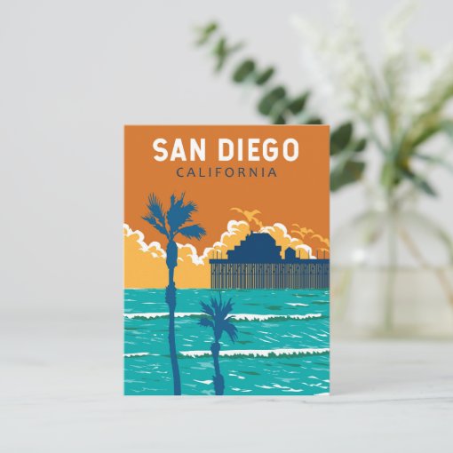 San Diego California Travel Art Vintage Postcard | Zazzle