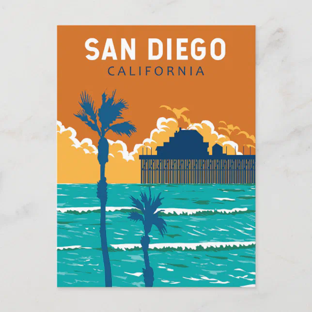 San Diego California Travel Art Vintage Postcard | Zazzle