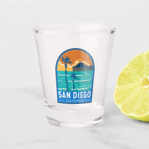 San Diego California Travel Art Vintage Shot Glass