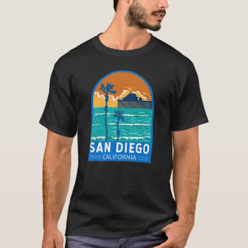 San Diego California Travel Art Vintage T_Shirt