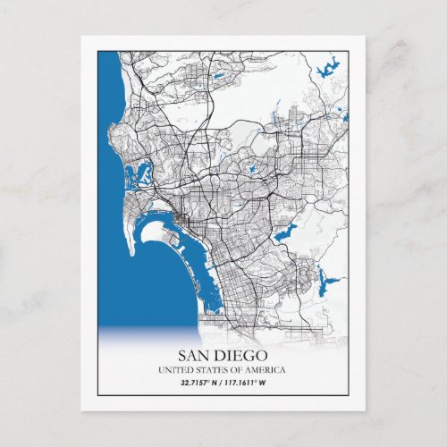 San Diego California USA Travel City Map Postcard