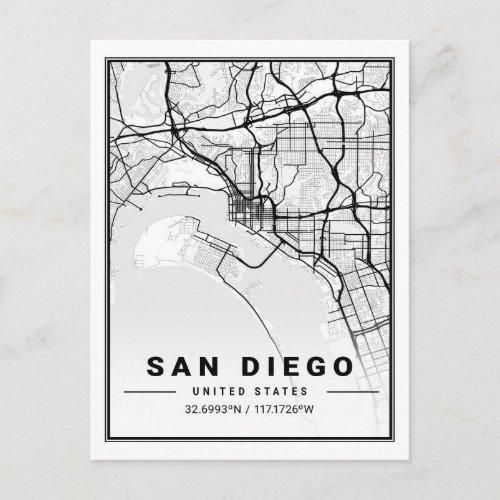 San Diego California USA Travel City Map Postcard