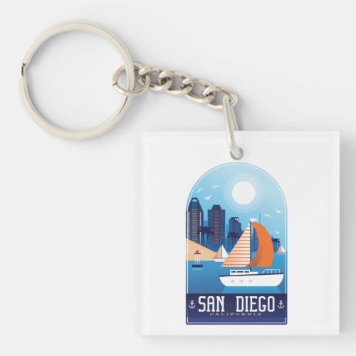 San Diego California Vintage Acrylic Keychain