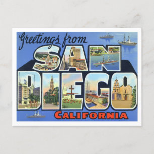 San Diego, California Vintage Big Letters Postcard