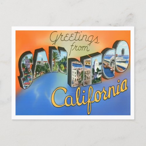 San Diego California Vintage Big Letters Postcard
