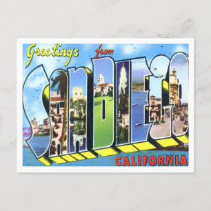 San Diego, California Vintage Big Letters Postcard