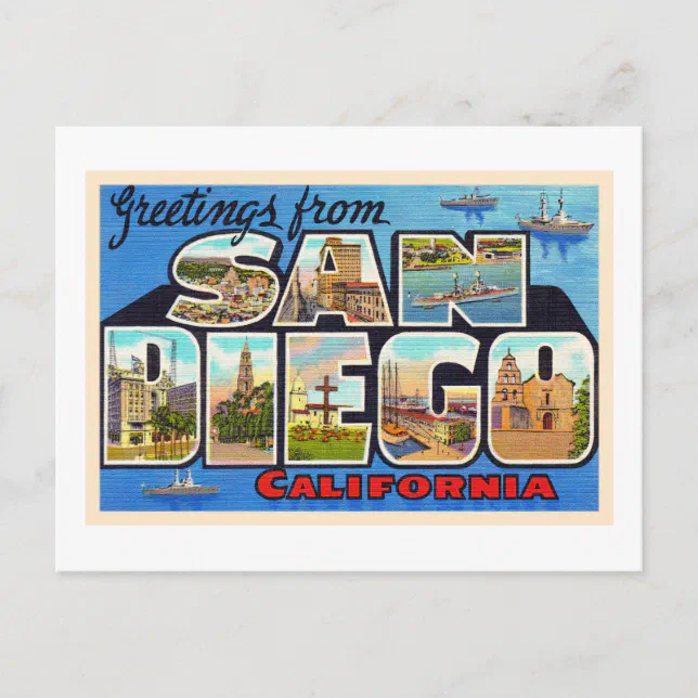 San Diego California Vintage Large Letter Postcard | Zazzle