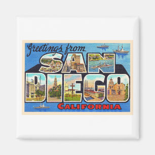 San Diego California Vintage Large Letter Postcard Magnet
