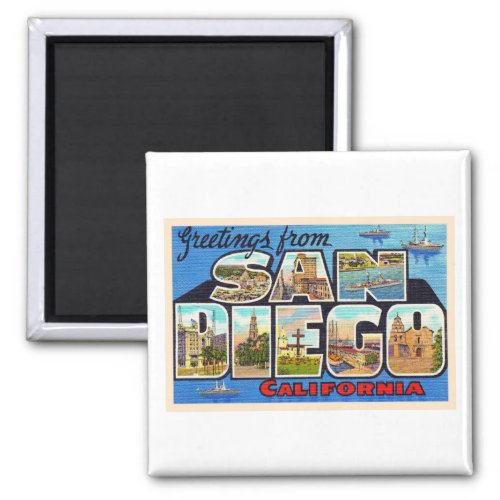 San Diego California Vintage Large Letter Postcard Magnet