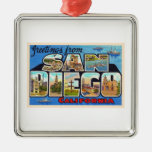 San Diego California Vintage Large Letter Postcard Metal Ornament at Zazzle