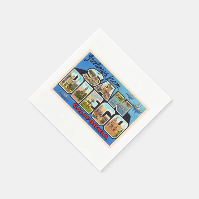 San Diego California Vintage Large Letter Postcard Napkins | Zazzle