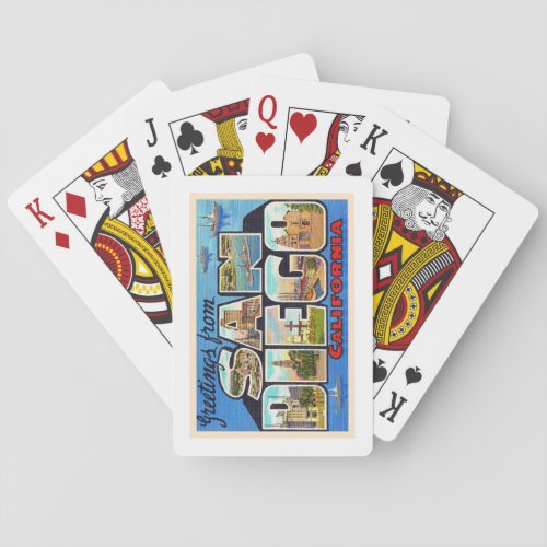 San Diego California Vintage Large Letter Postcard Playing Cards