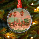 San Diego California Vintage Souvenirs 1950s Metal Ornament<br><div class="desc">San Diego California. This Vintage design makes a great Christmas or Birthday gift for fans of San Diego Beach. The retro summer vibes design is a perfect gift for travel lovers and tropical destinations fans.</div>