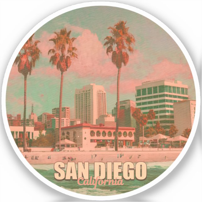 San Diego California Vintage Souvenirs 1950s Sticker (Front)