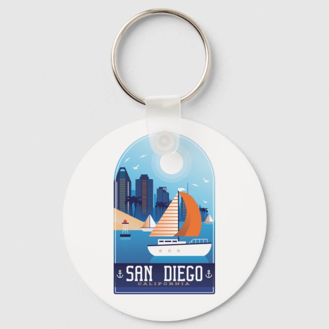 San Diego California Vintage Travel Keychain (Front)