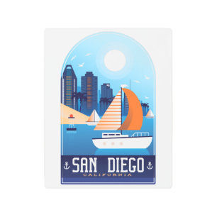 San Diego California Vintage Travel Metal Wall Art